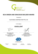 BCA GGBA Certificate – Excellent
